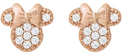 Disney Minnie Maus Ohrstecker aus 925er Sterlingsilber mit Roségold-Plattierung und weißen Zirkonia, für Damen und Mädchen, Fertig zum Verschenken, Offizieller Disney Schmuck | Ohrstecker