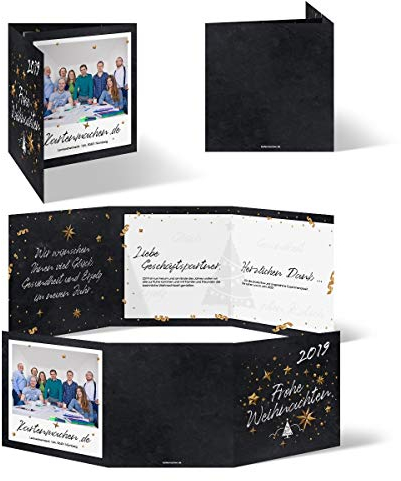 10-100x Individuelle Firmen Weihnachtskarten/Weihnachtsgrüße Klappkarte mit Foto und Text - Sternenhimmel