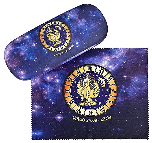 VON LILIENFELD Zodiac Sign Glasses Case Gift Set Cleaning Cloth for Men and Women