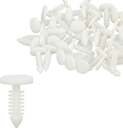 X AUTOHAUX Rivets en Plastique 6mm Blanc 40Pcs pour Pare-Chocs Voiture | Pour GM, Longueur 18mm, Diamètre Tête 11mm, Longueur Tige 16mm, Convient Pour Aile, Porte, Jupe Latérale, Non OEM