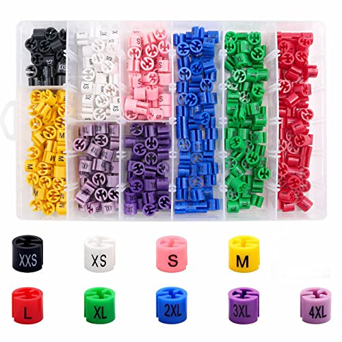 Keadic 290 perchas de plástico coloridas para ropa, marcadores de ropa, marcadores de ropa, marcadores de ropa (XXS - 4XL) para perchas de alambre