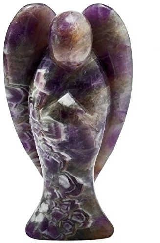 Nupuyai 7,6 cm Amethyst Schutzengel Statue, Liebe Tasche geschnitzt Engel Figur Spirituelle Heilung Stein Ornament für Home Office Decor