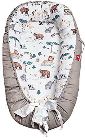 SONARIN Babynest babynestchen 100% Baumwolle,multifunktionales Kuschelnest für Babys,hypoallergen, mit Kissen, tragbar,Nestchen Reisebett für Babys und Säuglinge(Grau)
