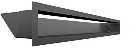 Grille de Ventilation KRATKI AIR | Grille d'air Chaud 9 x 80 cm | Graphite | Grille d'extraction pour Ventilation de cheminée | Prise d'air à Un Angle de 45 degrés | résistant à la surchauffe