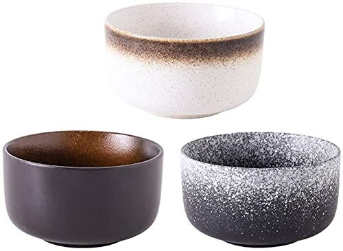 ZHANGZONG Bol INOX saladier INOX Bol Japonais Bol Petit Dejeuner Bol Chinois 3 pièces Bol à Soupe en céramique Bols de Service pour Soupe Nouilles Salade mélange crème glacée céréales collatio