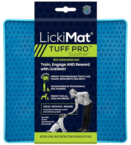 LickiMat Tuff Soother Pro, Dog Feeding Mat for Boredom and Anxiety Relief, Ideal for Food, Treats, Yoghurt or Peanut Butter, Lick Mats, Fun Alternative to a Slow Feeder Bowl, Turquoise