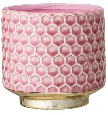 Nordring Retro Übertopf Goldy S (Ø 10 cm) – Vintage Blumentopf aus Keramik in Pink – Pflanztopf für Zimmerpflanzen & Sukkulenten – Krakelee-Glasur – ohne Drainageloch
