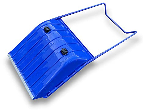 Pelle à neige traineau 64x70 cm en plastique avec manche ergonomique en acier | Bleu | Kibros PNTRAIN