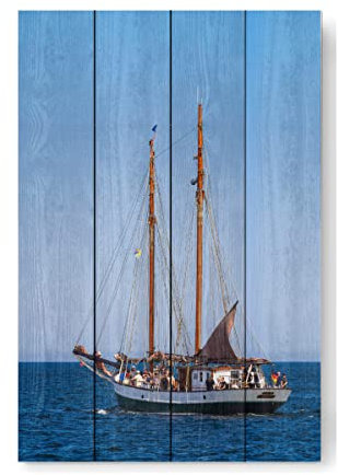artboxONE Holzbild 60x40 cm Natur Segelschiff und Meer von Künstler Rico Ködder