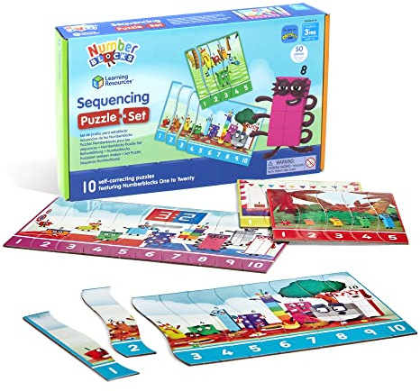 Learning Resources Numberblocks Sequencing pusselset, åldrarna 3+, matematikpussel, lära sig räkna 1–20, nummersekvenseringsleksak, 20 pussel i en låda, gåvor till barn