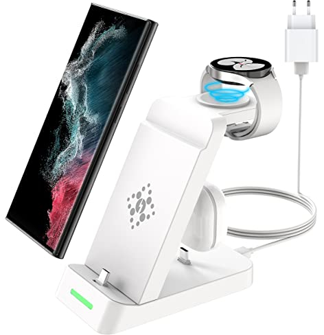 Aimtel USB C Ladestation kompatibel mit Galaxy Watch und Handy, 3 in 1 Ladegerät für Galaxy S25/S25 Edge/S25 Ultra/S24/S23/Z Flip/Fold 7/6/5, für Galaxy Watch Ultra (2025)/8/Classic/7/6/Galaxy Buds