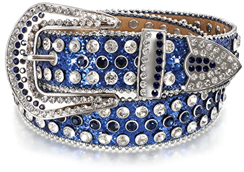 LEACOOLKEY Strass-Gürtel für Männer und Frauen, Bling Western Cowgirl Cowboy Nieten-Ledergürtel, glänzender Taillengürtel für Jeans, Hosen, Kleider