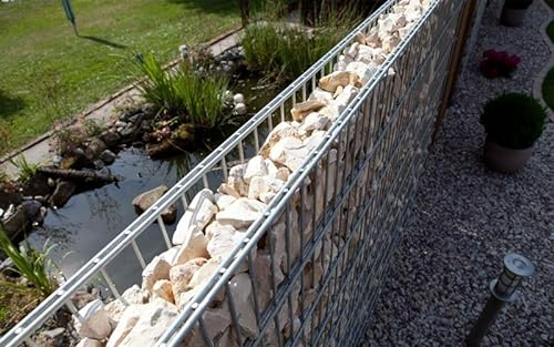 Gabionen Zaun Set 868 bodenmontage | gabione | Doppelstabmattenzaun | Steinkorb | Steinwand | Zink | 30-203 cm
