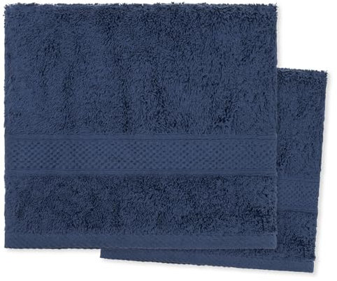 Smartphoto Badetuch - personalisiert mit gesticktem Namen - 100% Baumwolle - Geschenkidee Muttertag, Vatertag, Geburtstag, Hochzeit - 2 Stücke - Set 1x 50cmx70cm und 1x 70cmx140cm - Blue Indigo