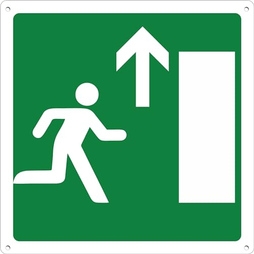 pubblimania Sicherheitsschild 20 x 20 cm, Pfeil nach oben | Aluminiumschild aus Metall, 3 mm dick (Notausgang vorwärts)