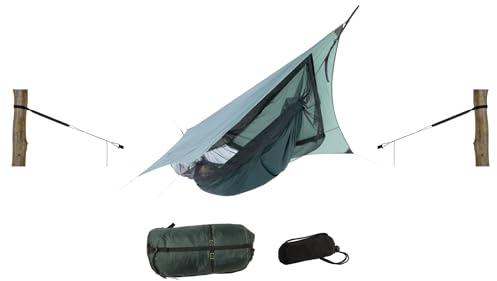 AMAZONAS Traveller Camp Set All-in-One Ultra-Light Thermo-Hängematte mit Tarp, Moskitonetz und Aufhängungen