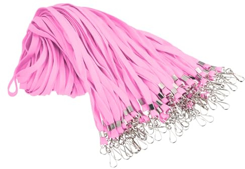 PATIKIL Lanyards Bulk 47 cm, 100 st Lärare Badge Badge Slipsar Hållbar Hals med Badgeklämmor, Nycklar, Namnskyltar, Plånböcker, Kryssningar, Telefoner, Rosa, Rosa, 47