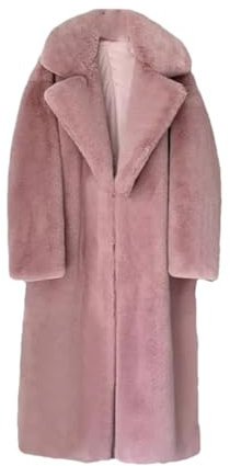 Damen Winter Kunstpelz Mantel Lang Plüsch Flauschige Pelzjacke, Dunkler Pnnrk Pelzmantel, 46