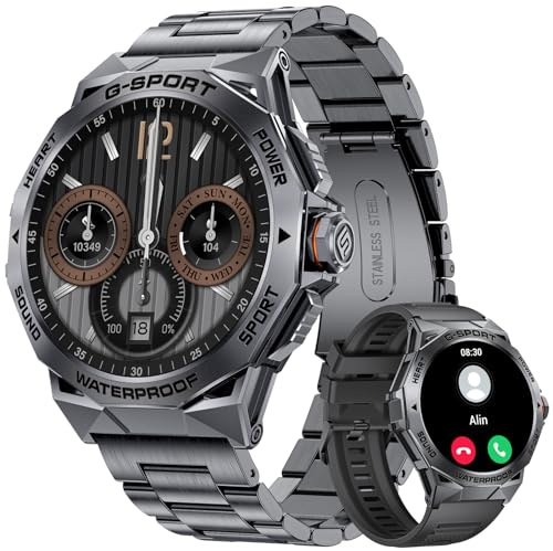 Montre Connectée Homme avec Appel Bluetooth pour Android iOS, 400mAh Sport Smartwatch avec 1.43 AMOLED Screen,100+Modes de Sport Montre Intelligente Homme Fréquence Cardiaque Santé Moniteur