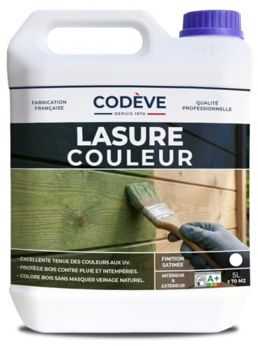 Lasure Bois Couleur - Codeve Bois/Rouge - 5L - Intérieur/extérieur - Pour La Protection En Couleurs Déco De Votre Bois Neuf Ou Ancien.