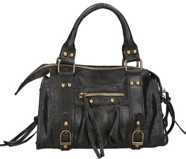 Gave Lux Sac porté épaule pour femme Produit artisanal. Matériau extérieur : cuir véritable. Produit fabriqué en Italie. GLX220609123FBG-PARENT. 25 x 15 x 10 cm, Noir