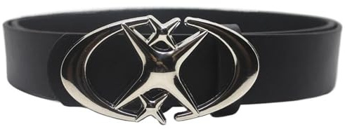 DFJOENVLDKHFE Punk Gürtel Gothic Moonstar Männer Frauen Y2K Metall Schnalle Design Vintage Papst Leder Cowboy Gürtel Hosen Gürtel(Black)