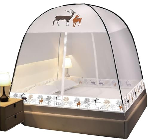 COLseller Haushalt Tragbare Mückennetz Faltdesign Einfache Installation Doppelbett Pop up Moskitoschutz Fliegennetz Großes Moskitonetz,Gray,120 x 200 cm