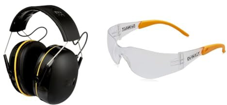 3M WorkTunes Connect, Bluetooth Ear Defenders Wireless, 90543EC1, Hearing Protector Earmuffs & DEWALT DPG54-1D PROTECTOR Clear High Performance Lightweight Protective Safety Glasses
