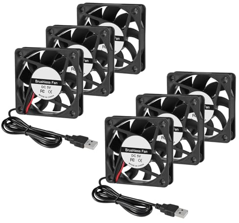 6 ventiladores de 60 mm USB de 2.36 pulgadas, sin escobillas, CC 5 V, 60 mm x 15 mm, velocidad de 4200 rpm, ventilador para impresora 3D, refrigeración electrónica, purificador de aire, proyectos de