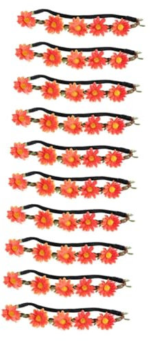 FRCOLOR 10stücke Hawaiianische Sonnenblumen Haarband Boho-stil Kopfschmuck Für Strandpartys Festivals Und Hochzeiten Orange