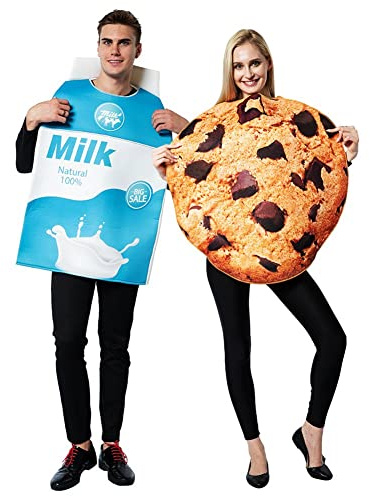 Vobumix Milch Und Kekse-kostüm, Lustiges Paar-Maskottchen-kostüm, Halloween-Kleid, Frühstücksessen-Outfit Für Cosplay Zum Thema Essen