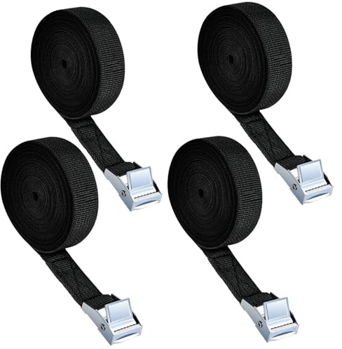 6Pcs Ratchet Tie Down Straps, 2m x 25mm Heavy Duty Lashing Straps, Adjustable Retaining Cargo Tension Belt with Quick Release Cam Bukle for Bike, Trucks, Cargo, Motorcycle, Trailer, Luggage