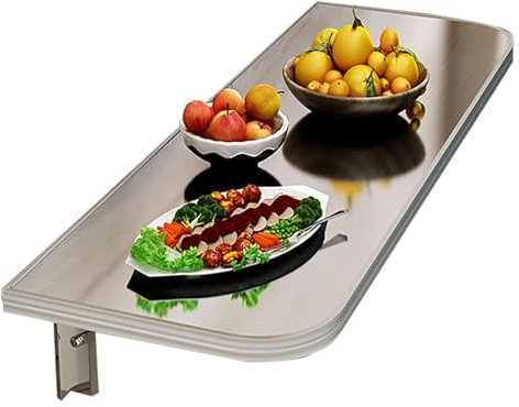 Robuste Klapp-Werkbank zur Wandmontage, mit schwebendem Tisch und Regal, platzsparender Küchenklapptisch (80 x 30 cm)