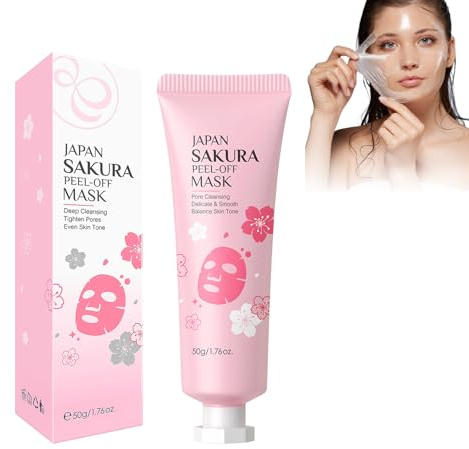 HASAIKA® Sakura Peel Off Maske, Kollagen Peel Off Maske Gesicht, Feuchtigkeitspflege Gesichtsmaske, Verbessert die Elastizität der Haut und nährend für einen ebenmäßigen Hautton (50 g)