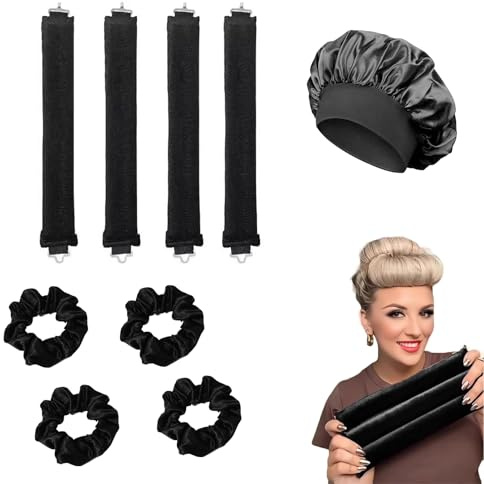 Heatless Blowout Rods, 9 Piece Set Overnight Blowout Rods(Black, One Size) | Heatless Curlers Heatle Curling Rod Overnight Blowouts for Long Hair Short Hair DIY Styling Tools