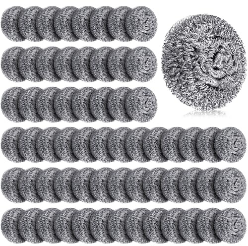 Honeydak 150 Pack Stainless Steel Scourers Steel Wool Scrubbers Bulk Separately Packaged 2.5 Inch, 15 Gram Metal Scourers Sponges Wire Scouring Pad for Stove Pot Pan Oven Kitchen Restaurant(Classic)