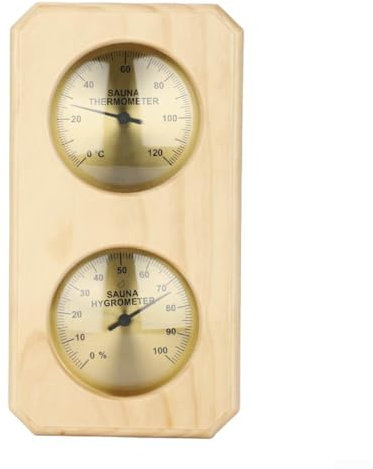 Hasaller Sauna Thermometer and Hygrometer 2-In-1 Sauna Thermometers Hygrometers Double Metal Wooden Sauna Steam Room Wall-Mounted Thermometer and Hygrometer for Measuring Temperature and Humidity