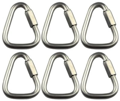 LZZYFPX 10 Pezzi in Acciaio Inox a Maglie Rapide moschettone Clip di bloccaggio con Dado a Vite Gancio a Catena Triangolare for rimorchio, Altalena, amache, Cavo(M5)