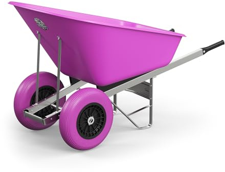 Agri Barrow Wheel Barrow 160 Litre Plastic Wheelbarrow with Puncture Proof Twin Slim Tyres, Pink– Ideal for Equestrians, Farmers, Gardeners, Stable Yards, and Heavy-Duty Use