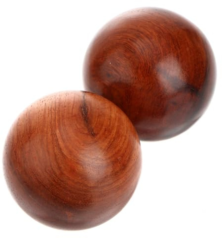 Holz Massagebälle für Hände und Physiotherapie, Rund | Vietnam Holz, Tragbar, zur Muskelentspannung bei Massage und Handtraining, 2 Stück