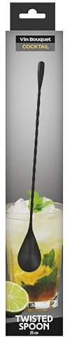 VB VIN BOUQUET FIK 1472 Cocktail-Löffel, Schwarz, aus Edelstahl, Spiral-Design, ideal für Mixologie und professionelle Cocktails