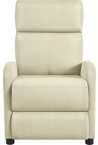 Yaheetech Relaxsessel Fernsehsessel Einzelsofa Ruhesessel mit Verstellbarer Beinablage Liegesessel aus Leinenstoff Beige
