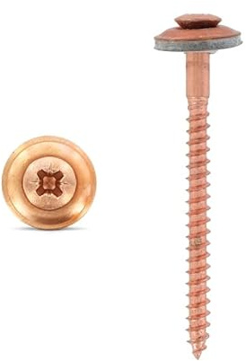 Taumelfreie Spenglerschrauben 2tlg. mit Dichtscheibe 15 mm, Art. 9167 A2-Kupfer 4,5X60 Z, 50 Stück
