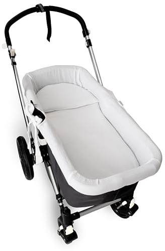 Babyline Cubre capazo Muselina 100% Algodón + Colchita + Almohada Muselina 100% Accesorios Set 3 Piezas. Fabricado En España. Hipoalergénica, Transpirable, Hipersuave (Blanco)