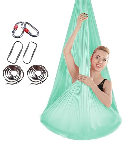 Seta da yoga aerea, panno da yoga a bassa elasticità per uso sospeso e acrobatico, altalena a trapezio e amaca da yoga per adulti, asciugamani versatili da yoga