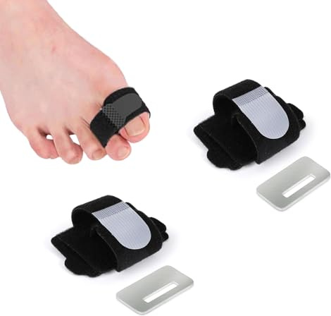 2 Stück Hammerzehen Korrektur,Zehenpflaster,Zehenspreizer Kleiner Zeh,Aluminium Hammerzehenpolster,Toe Separator,Zehenschiene,Zehenstrecker,Geeignet Für Männer Frauen Korrigieren Gebogenen (Schwarzer)