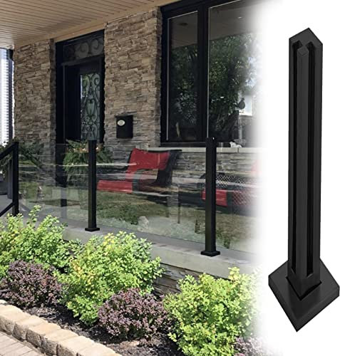 Kit de poteaux de balustrade en verre noir – Main courante d'escalier carrée et système de balustrade de terrasse extérieure, balustres de serrage en acier inoxydable 304, hauteur de 95 cm, parfait