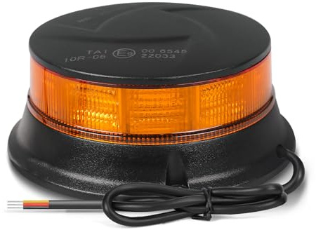 Yuanjoy Gyrophare LED, 12V/24V Feu De Signalisation, Fixation Par Vis Plate Avec Câble 0.5m, 3 Modèles Clignotants Et 4 Modèles Rotationnels Pour Chariots Élévateurs, Tracteurs, Voiturettes De Golf