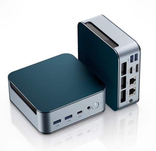 Xrenbuw Mini PC 16GB DDR4 512GB M.2 SSD, Mini Computer Ryzen 5 7430U Processor, Gigabit Ethernet, Dual 2.4+5GWi-Fi, BT 5.2, Type-C+Mini-HDMI+WiFi, 4K@60HZ UHD Dual Display, Office Desktop PC
