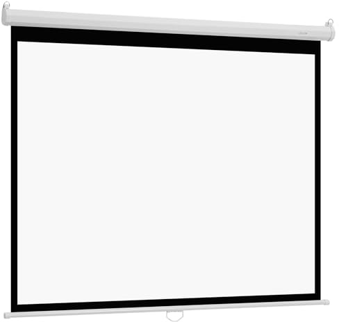 VEVOR Écran de Projection Manuel 1829 mm 4:3 4K 1080 HD, Toile de Vidéoprojecteur Murale, Rétractable avec Câble de Traction, Angle de Vision Étendu, pour Cinéma Domicile, Bureau, Classe de Classe